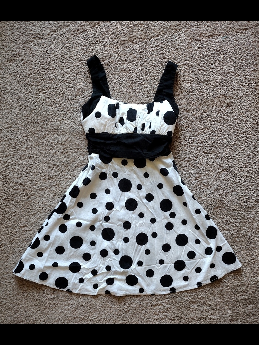 B. Darlin Black & White Polka Dot Kids Dress with Bow Waist